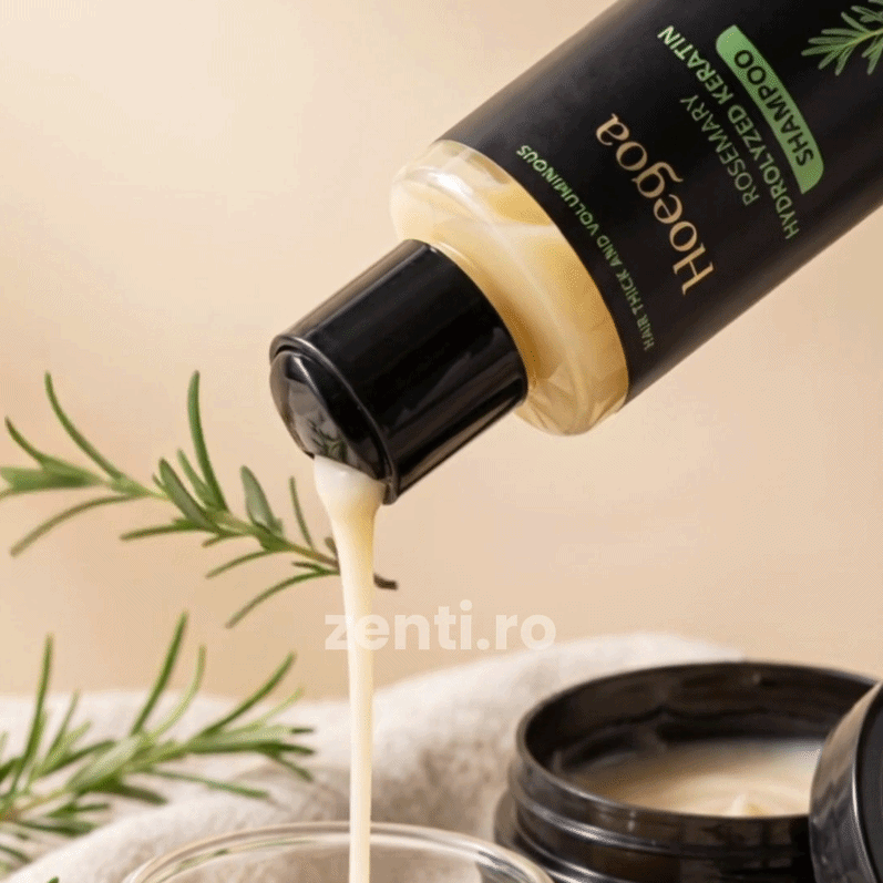 Șampon cu Keratină și Rozmarin pentru Creșterea Părului și Anti-Cădere