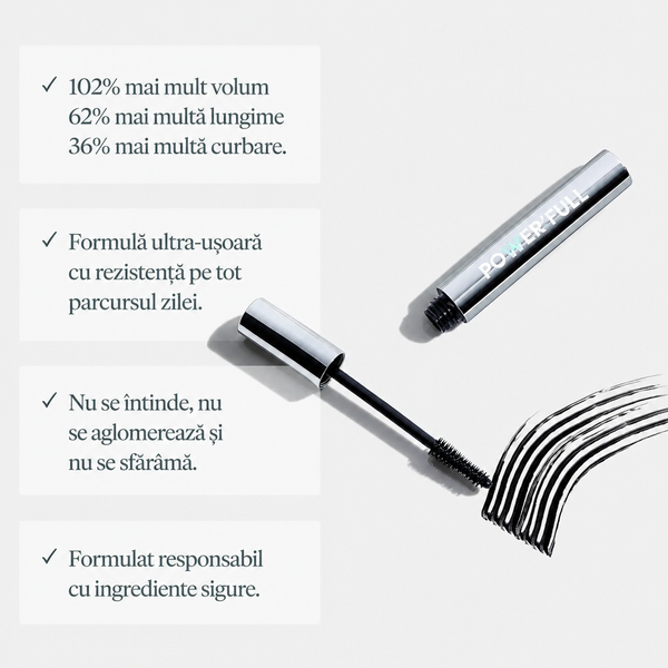 Mascara PowerFull pentru Volum, Lungime și Curbare
