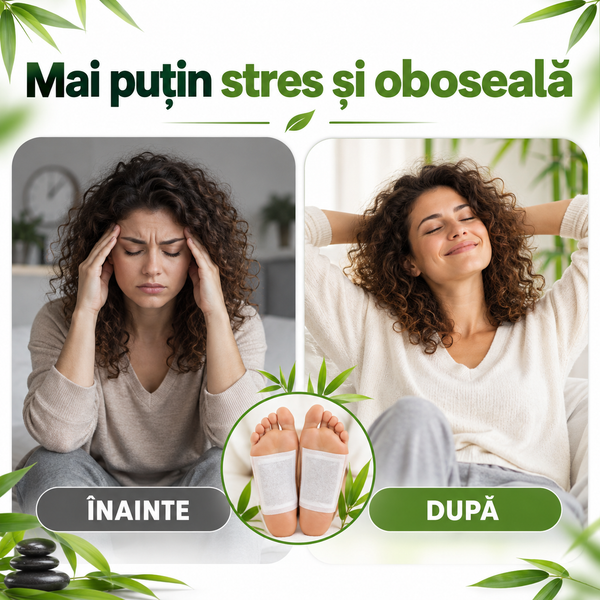Plasturi Kinoki Detox — Detoxifiere Naturală cu Oțet de Bambus pentru Picioare Obosite
