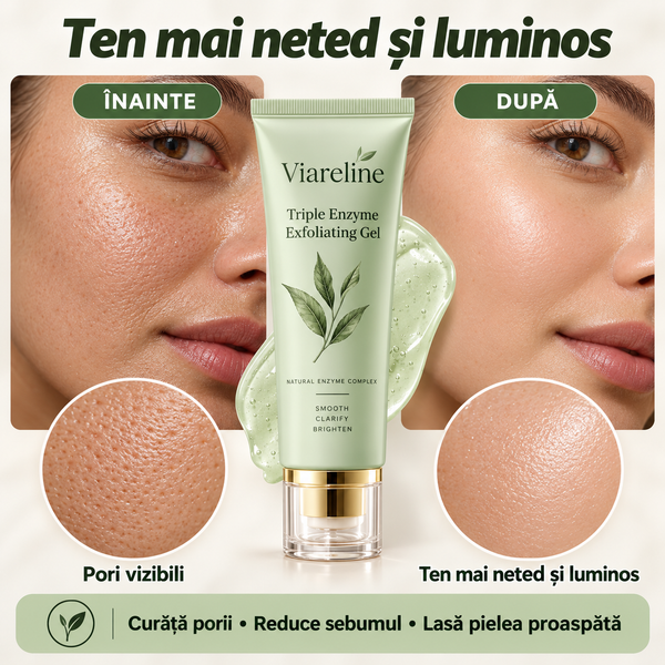 Gel Exfoliant cu Triple Enzime și Ceai Verde pentru Piele Netedă și Luminoasă