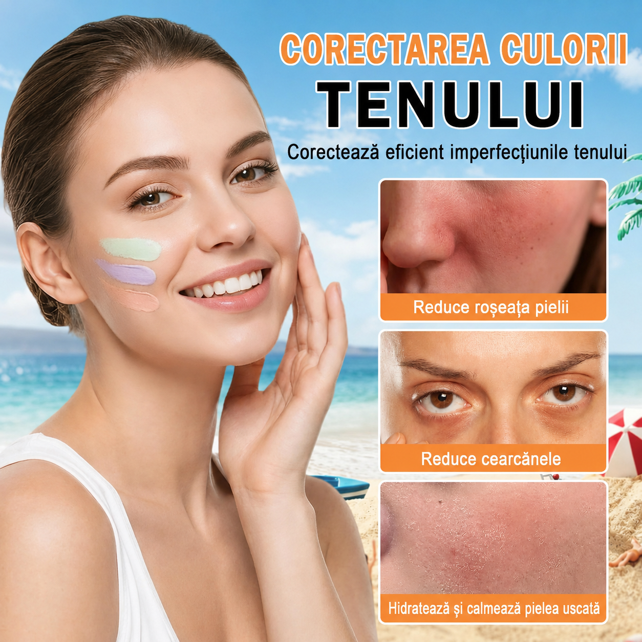 Primer Corector 3 în 1 cu SPF 50 pentru Ten